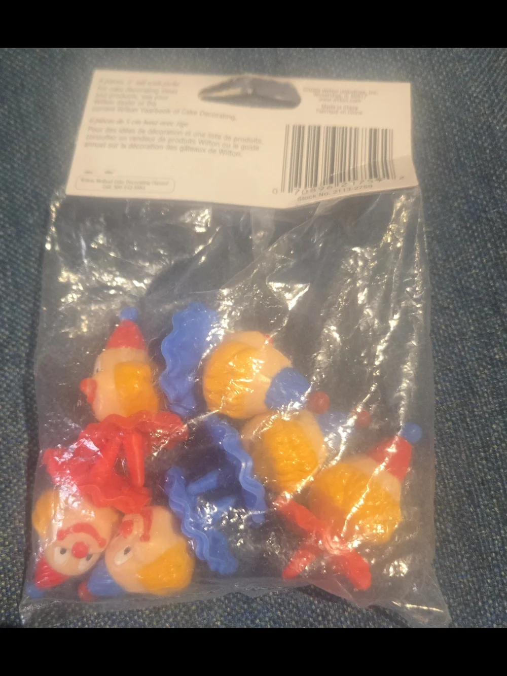 Wilton Derby Clowns 6 Cake Picks, Original Packaging, NOS